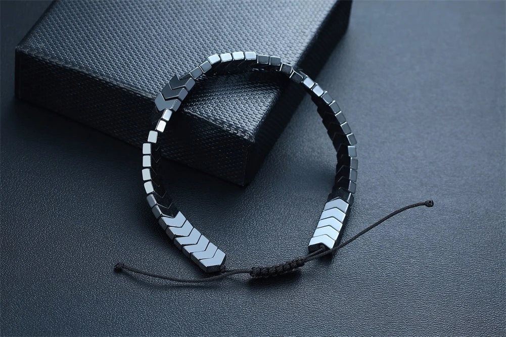 Handcrafted Rough Hematite Adjustable Bracelet - Ring Reza