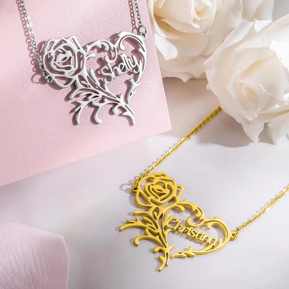 Handmade Rose Heart Necklace - Ring Reza