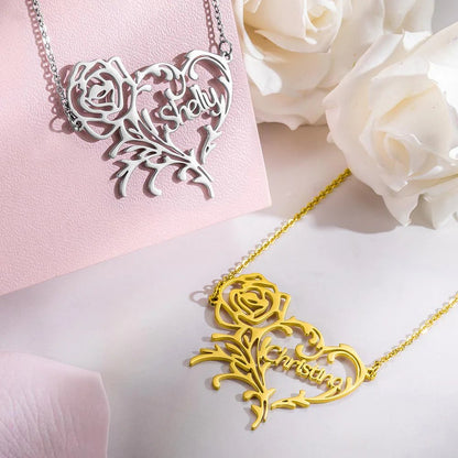 Handmade Rose Heart Necklace - Ring Reza
