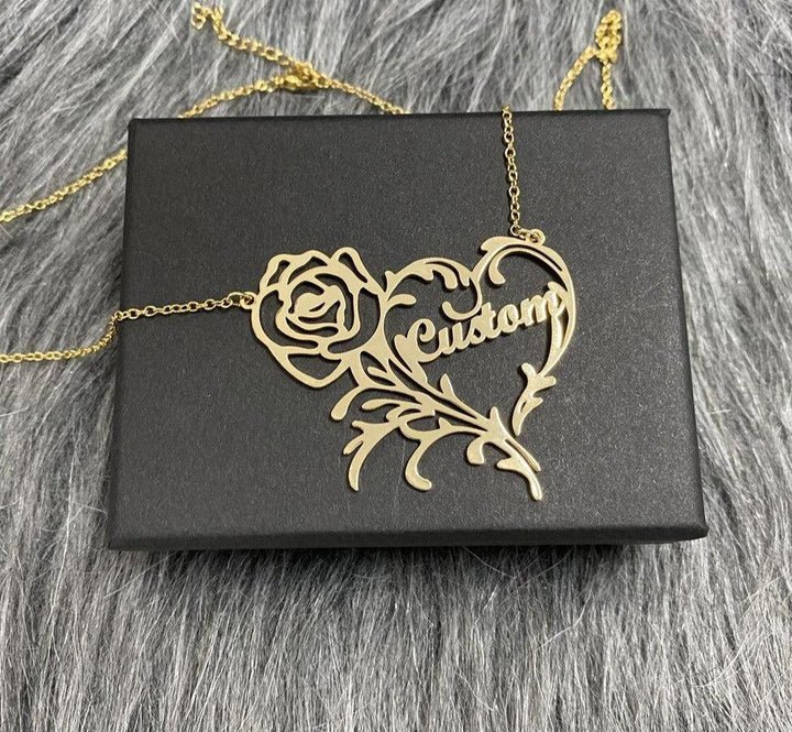 Handmade Rose Heart Necklace - Ring Reza
