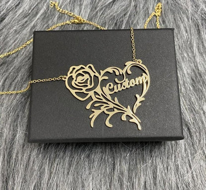 Handmade Rose Heart Necklace - Ring Reza