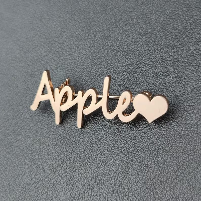 Customize Name Brooch – Personalized Silver/Golden Breastpin with Initials or Numbers