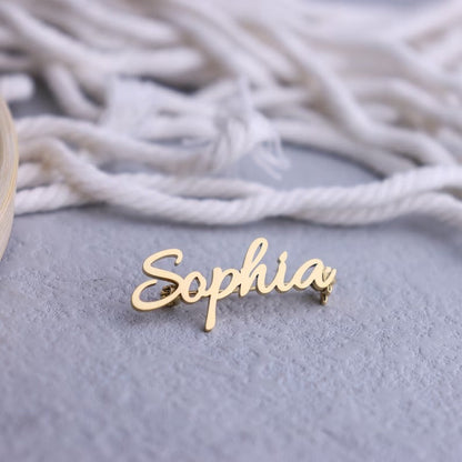 Customize Name Brooch – Personalized Silver/Golden Breastpin with Initials or Numbers
