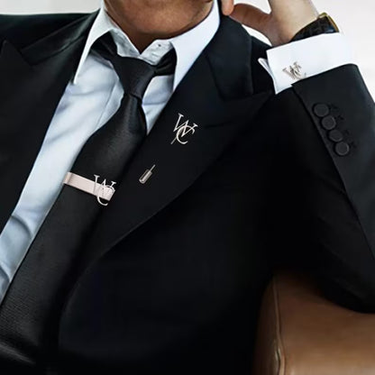 Personalized Stainless Steel Cufflink, Tie Bar & Lapel Pin Set