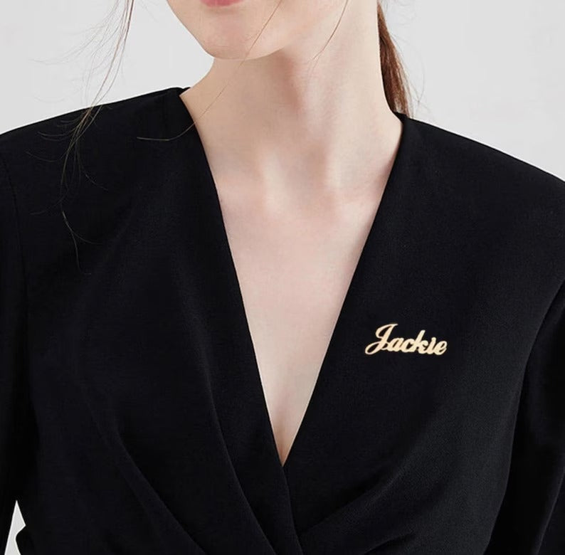 Customize Name Brooch – Personalized Silver/Golden Breastpin with Initials or Numbers