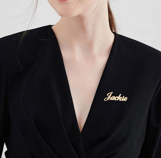 Customize Name Brooch – Personalized Silver/Golden Breastpin with Initials or Numbers