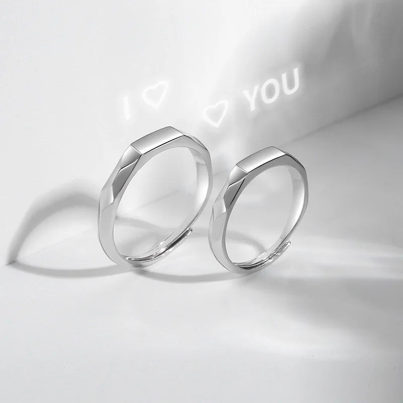 luxury 925 Sterling Silver “I Love You” Couple Ring – Promise & Engagement Ring Set Of 2 - Ring Reza