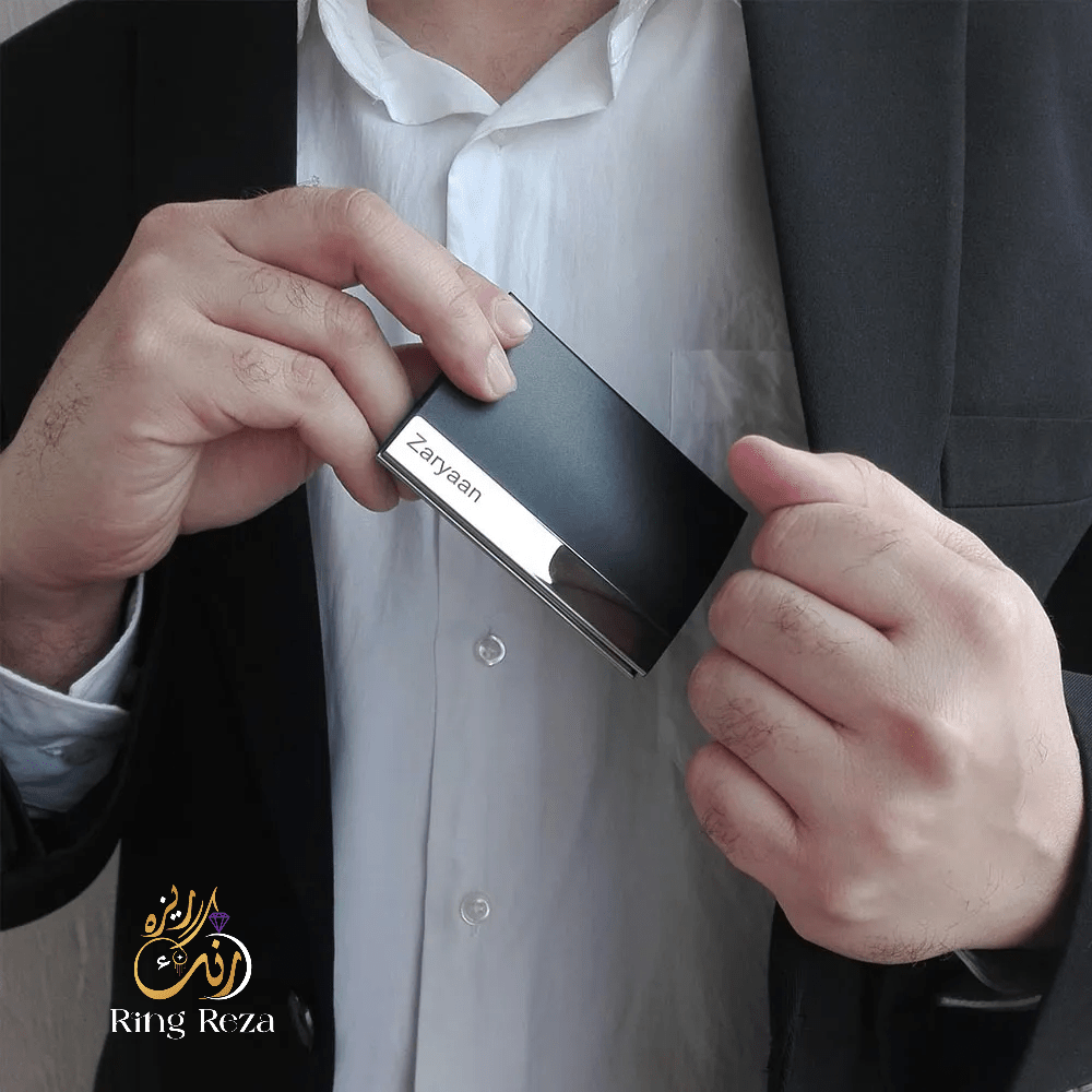 Luxury Leather Visiting Card Holder - Ring Reza