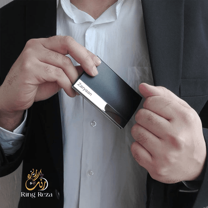 Luxury Leather Visiting Card Holder - Ring Reza