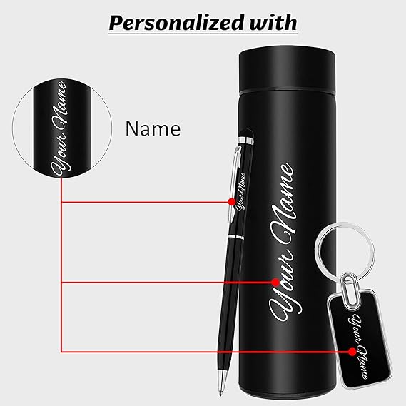 Personalized 3 - in - 1 Gift Set | Water Bottle with Metal Key Chain &amp; Pen - Ring Reza
