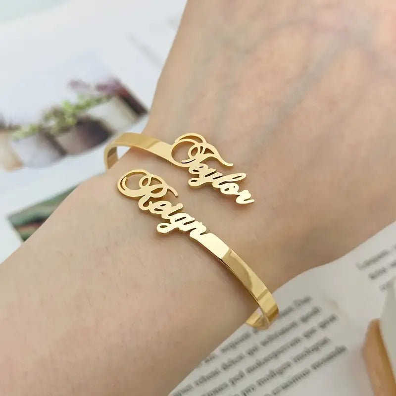 Personalized Couple’s Bracelet – Adjustable Open Design - Ring Reza