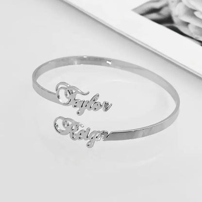 Personalized Couple’s Bracelet – Adjustable Open Design - Ring Reza