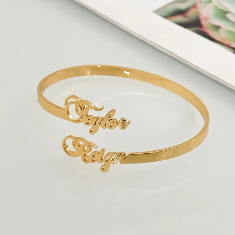 Personalized Couple’s Bracelet – Adjustable Open Design - Ring Reza