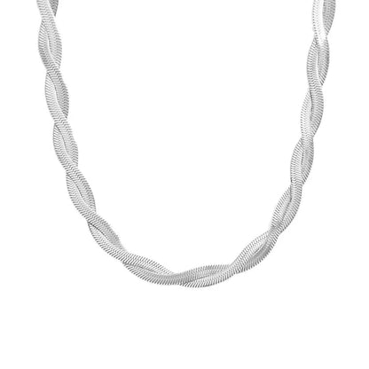 Silver Twist Snake Chain Necklace - Ring Reza