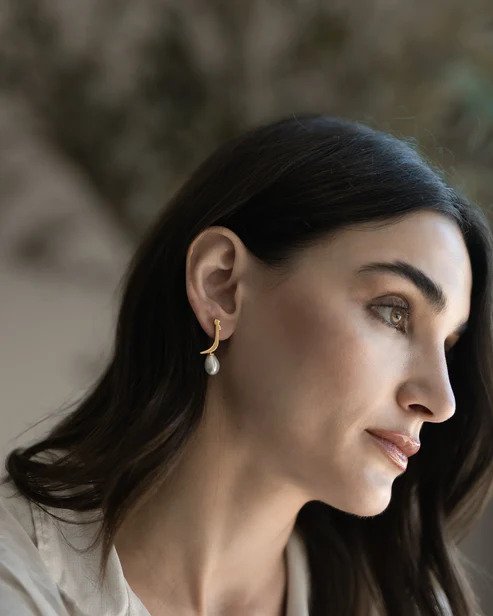 Arabic Initial Pearl Earrings